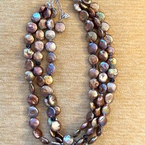 Retired Silpada Copper Coin Pearl 7" Necklace N1717